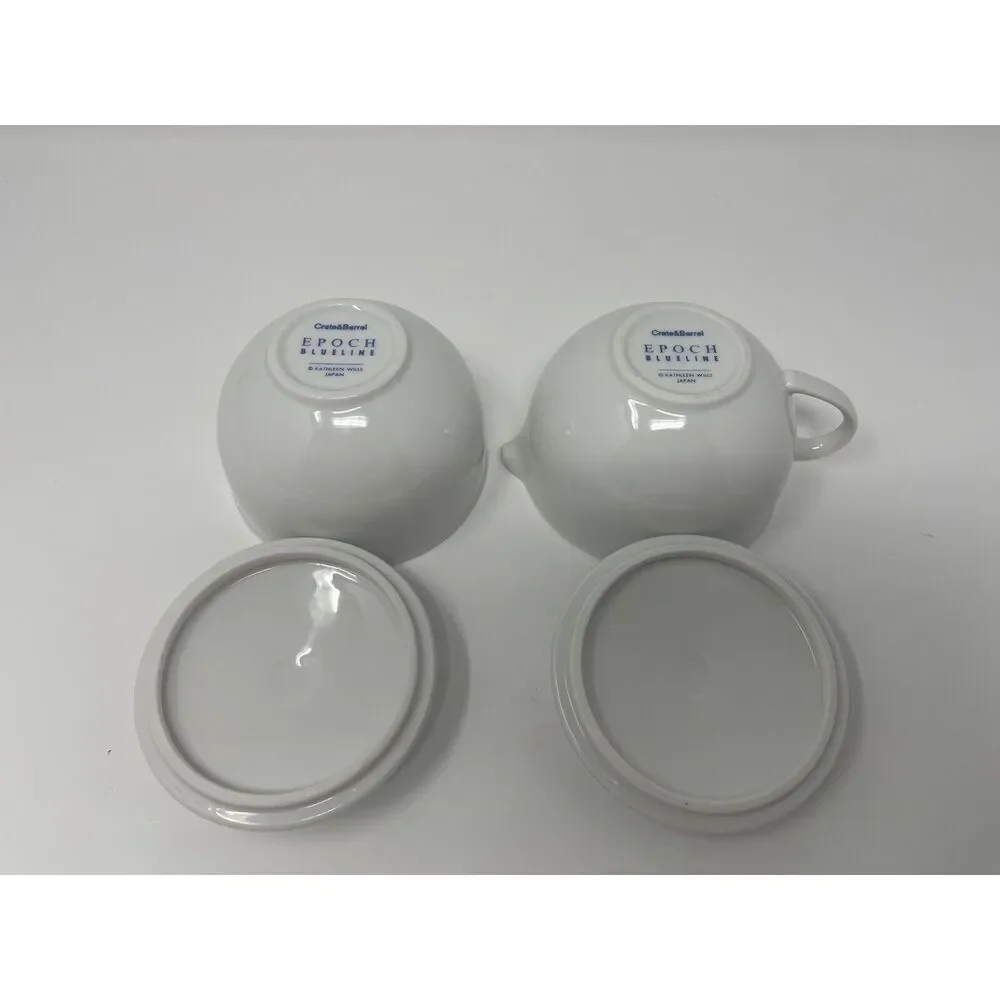 Crate & Barrel Epoch Blue Line Sugar Creamer Japan Kathleen Wills Discontinued